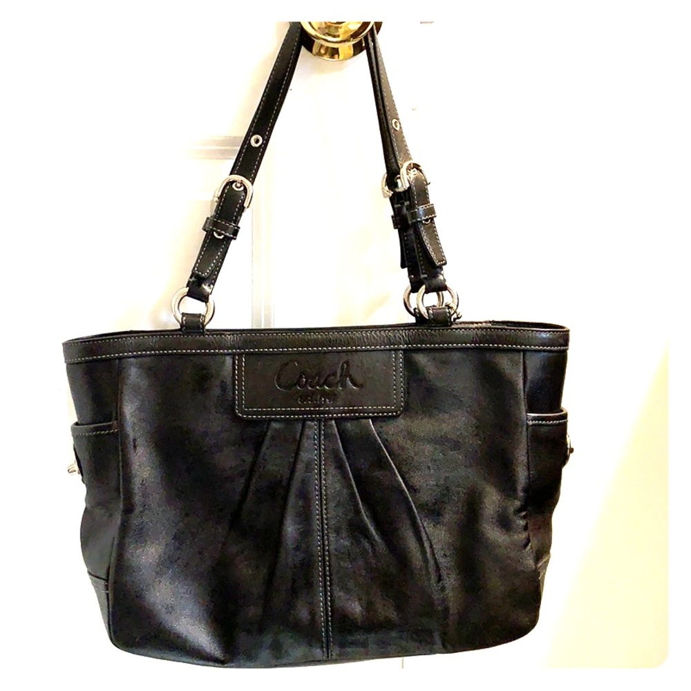 Authentic black leather Coach bag